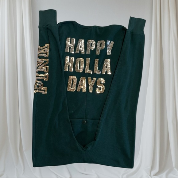 Green Holiday Jumpsuit with Gold Lettering - Picture 8 of 12